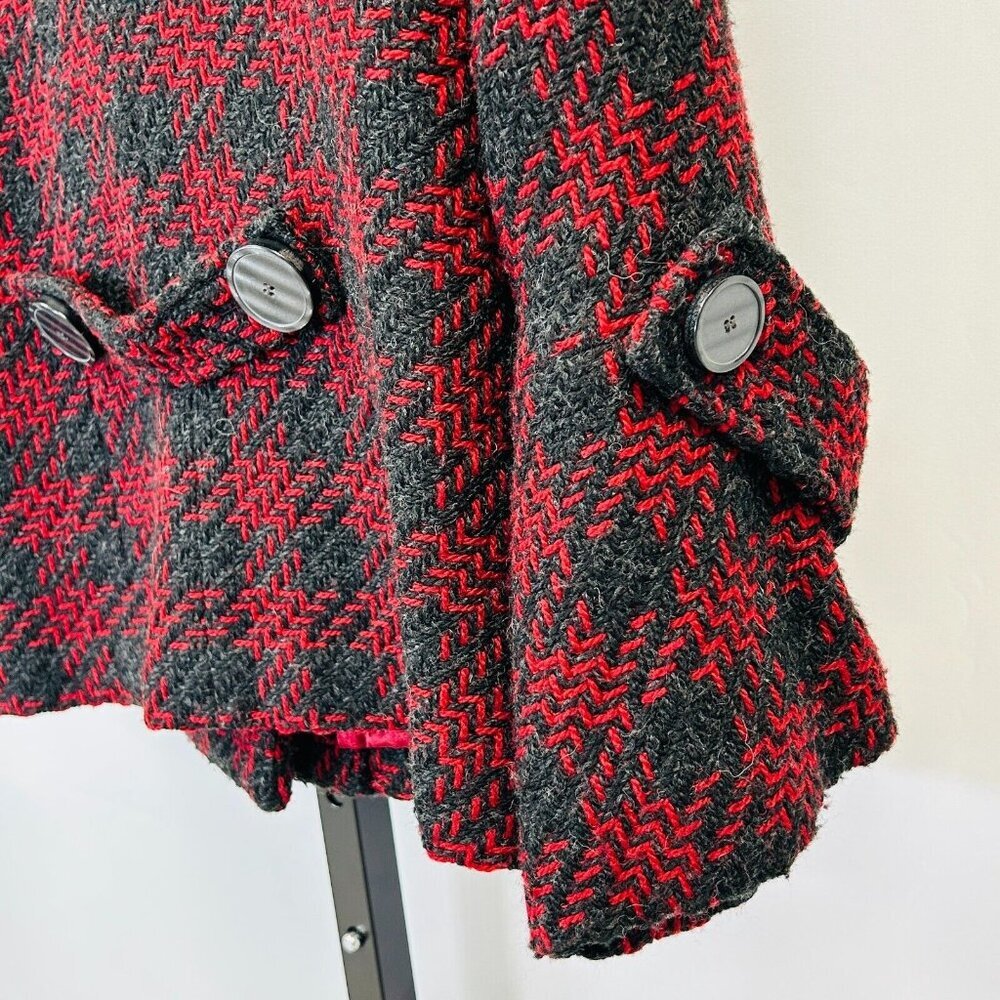 Mac & Jack Plaid Wool Blend Peacoat Sz 6 Red Black Double Breasted Lined Jacket - Picture 10 of 14